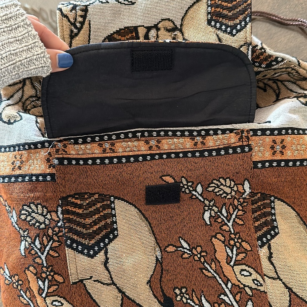 Elephant Embroidered Drawstring Backpack - image 3